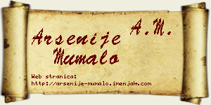 Arsenije Mumalo vizit kartica